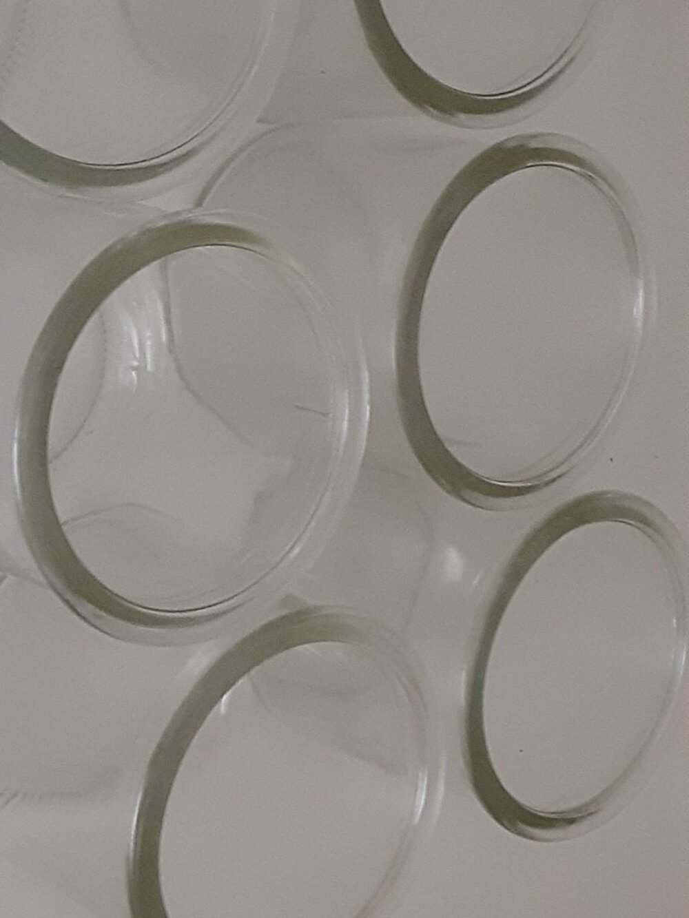 (6) small clear glass jars  - NOT FOR FOOD" approx.  6oz each.